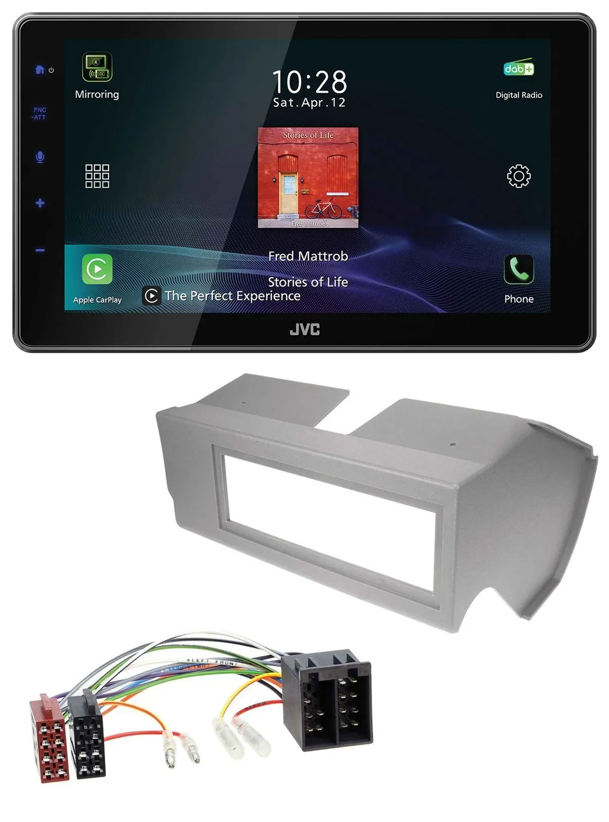 JVC DAB MP3 Bluetooth USB Autoradio für Fiat Panda (bis 2002) - grau