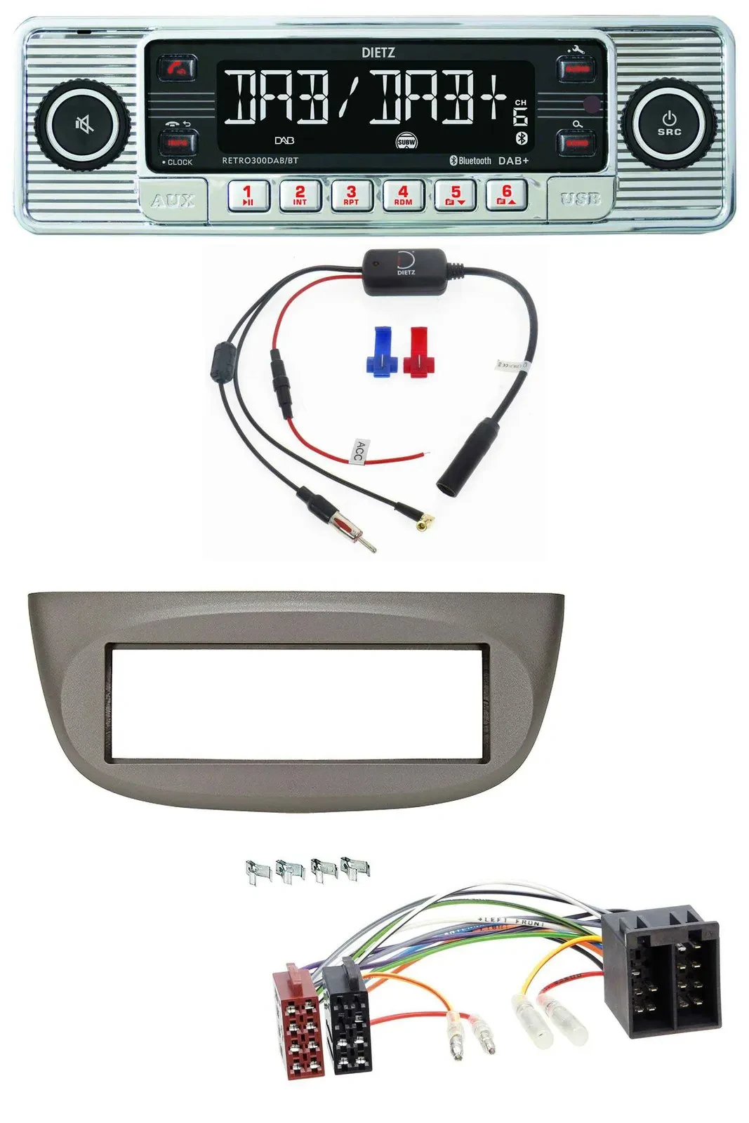 Dietz DAB USB MP3 Bluetooth Autoradio für Renault Twingo 07-12 beige-grau