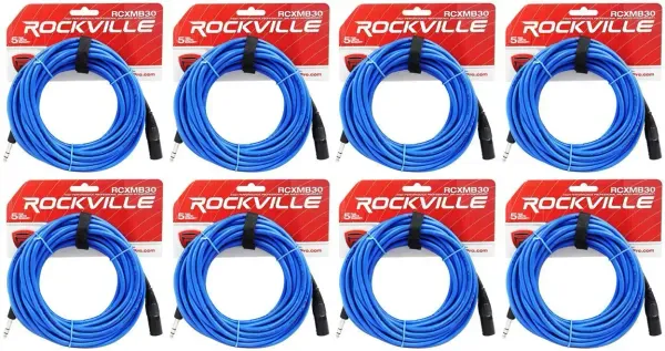 Коммутационный кабель Rockville RCXMB30-BL Blue 9.1 м (8 штук)