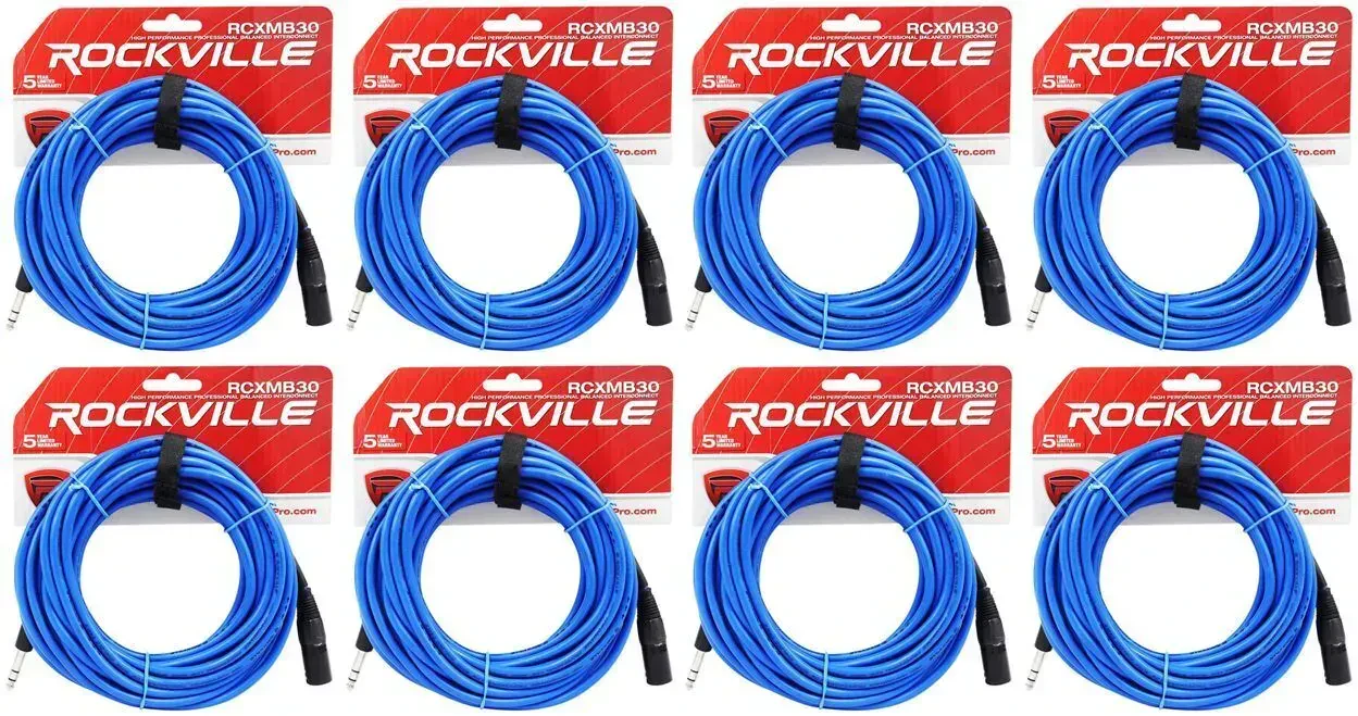Коммутационный кабель Rockville RCXMB30-BL Blue 9.1 м (8 штук)