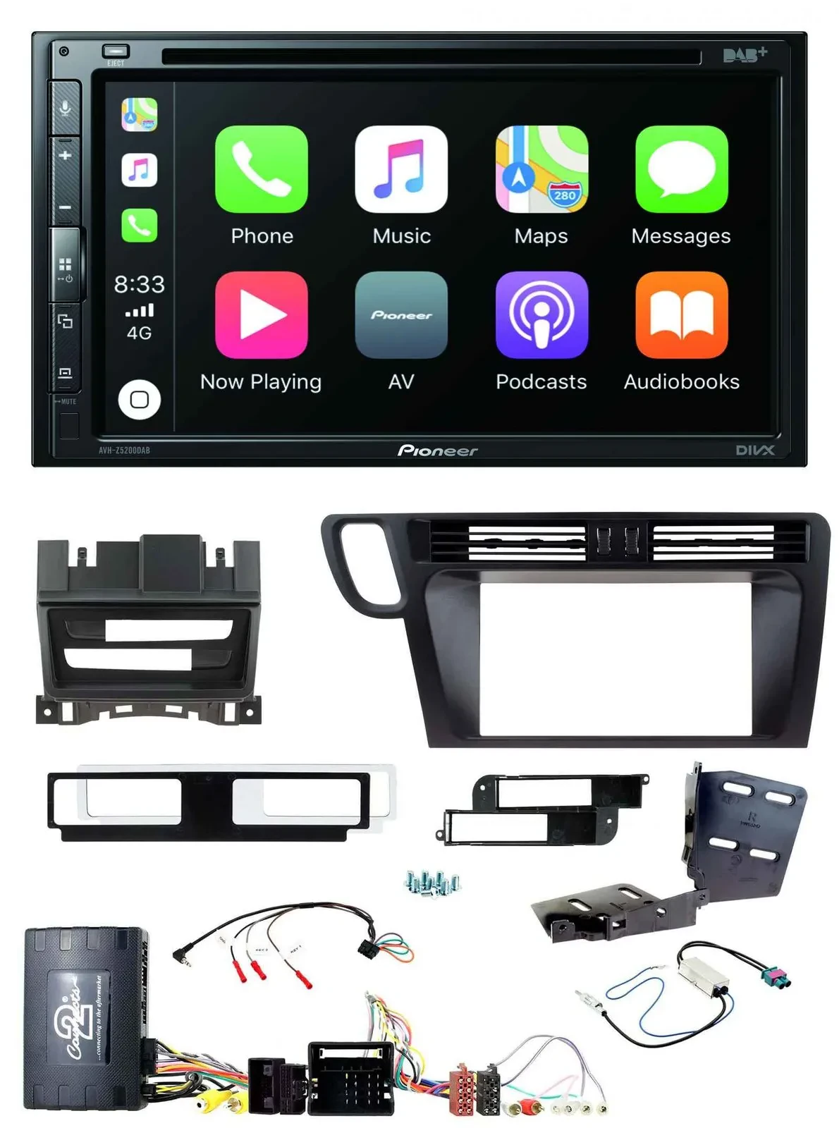 Pioneer DVD 2DIN Lenkrad DAB Bluetooth USB Autoradio für Audi Q5 08-17 8R Infoad