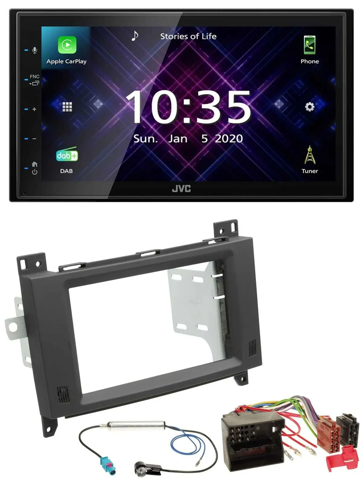 Автомагнитола для Mercedes Vito/Viano 2006–2014 JVC 2DIN, DAB, Bluetooth, USB, MP3