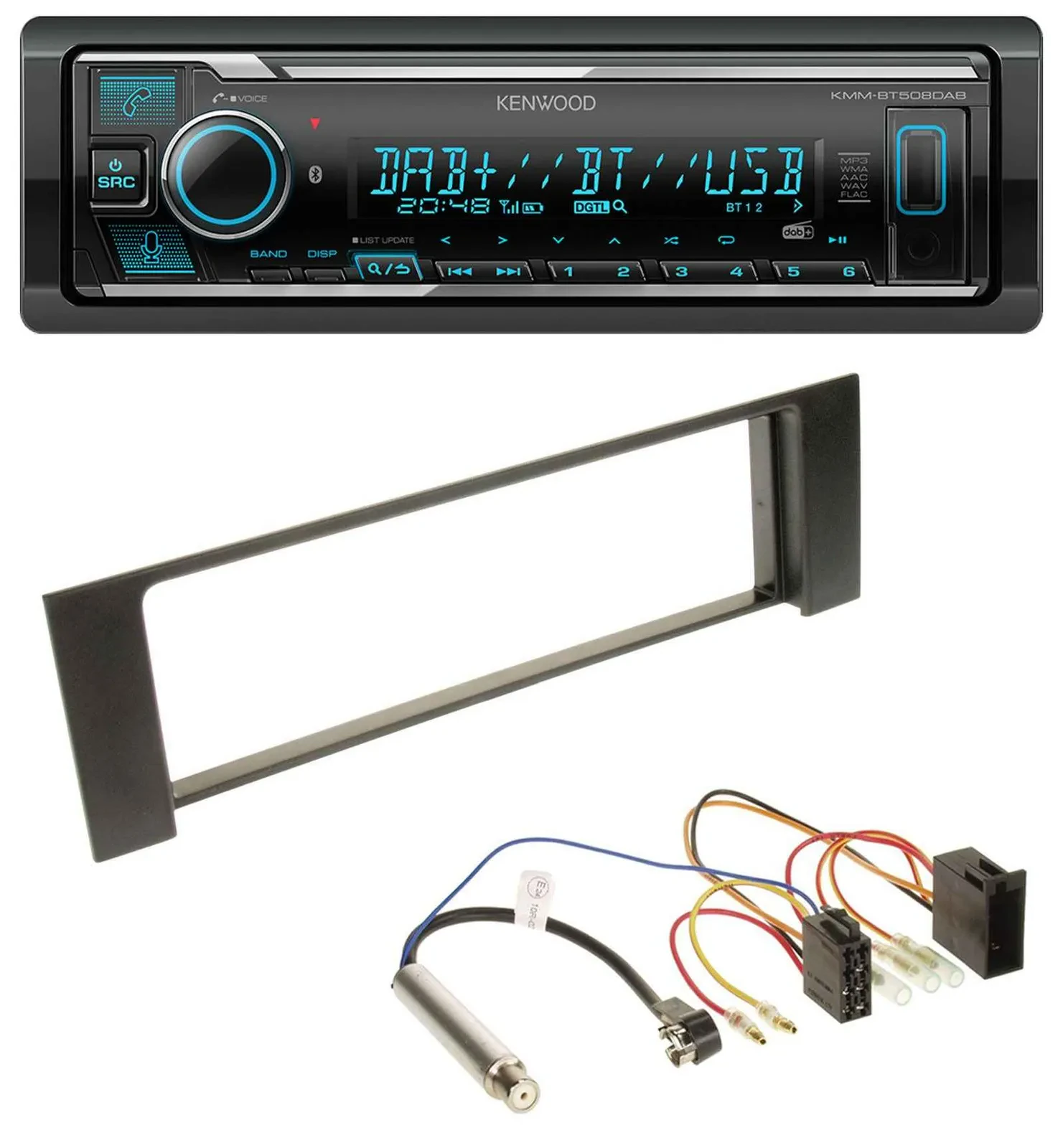 Автомагнитола Kenwood Bluetooth, DAB, USB, MP3 для Audi A4 (B6, 2000–2004) ISO