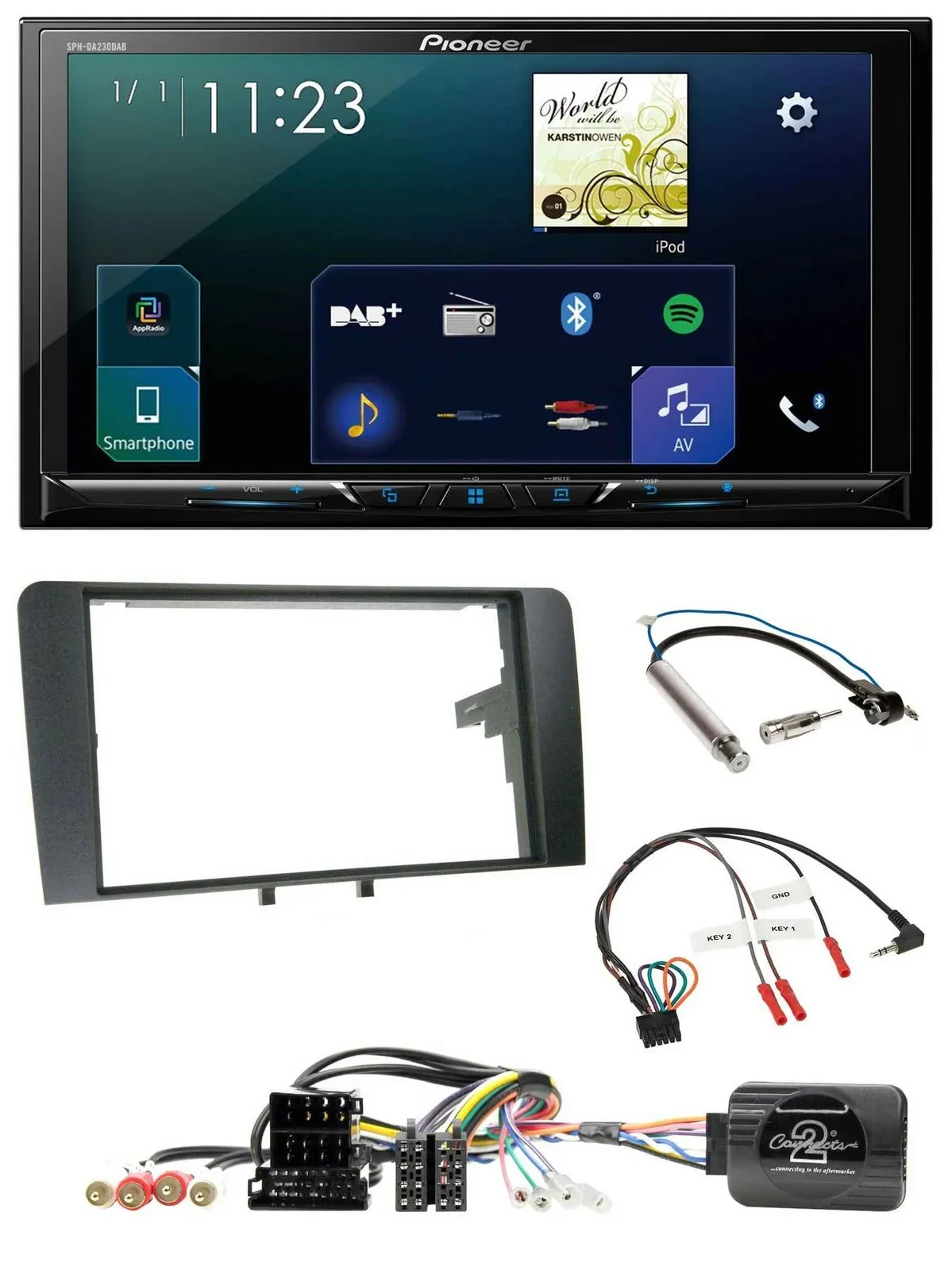 Pioneer Lenkrad Bluetooth USB 2DIN DAB Autoradio für Audi A3 Symphony ISO 8P 200