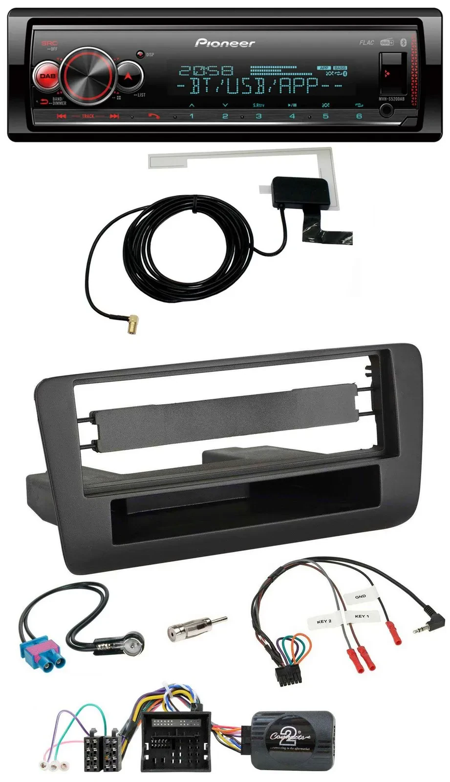 Автомагнитола Pioneer Bluetooth, DAB, USB для Audi A1 (с 2010), с поддержкой кнопок на руле