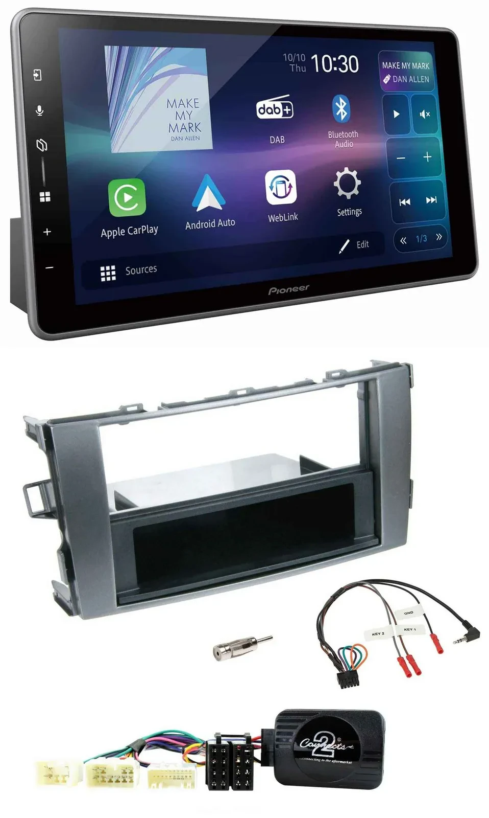 Автомагнитола Pioneer Bluetooth USB DAB для Toyota Avensis T25 (с 2003), с поддержкой управления на руле