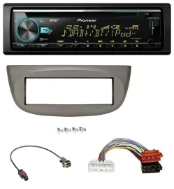 Автомагнитола для Renault Twingo Pioneer DAB MP3 CD USB Bluetooth (с 2015), бежево-серая