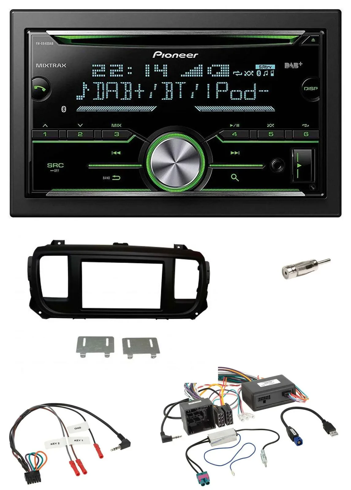 Pioneer Bluetooth Lenkrad DAB 2DIN USB CD Autoradio für Citroen Jumpy Spacetoure