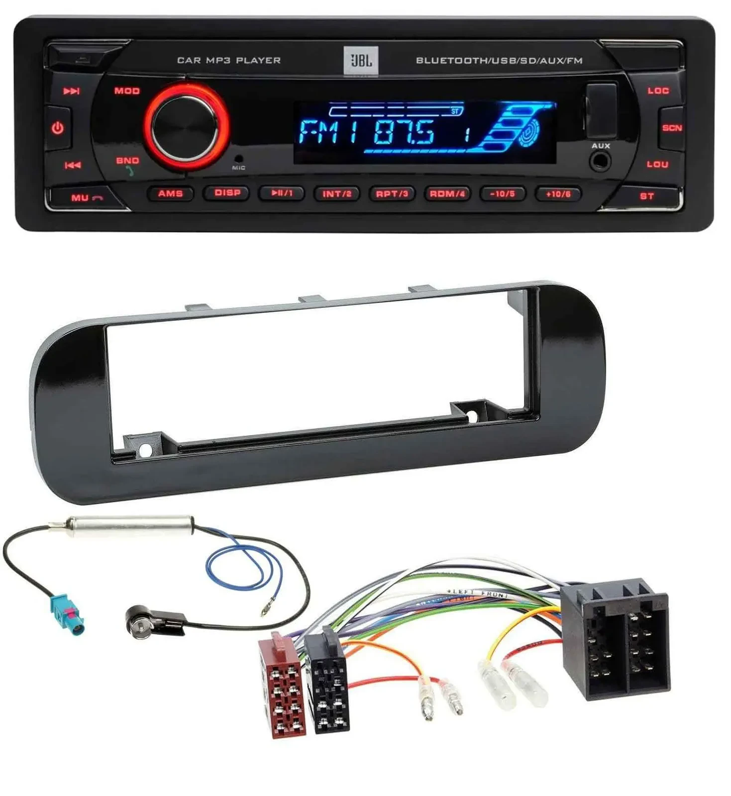 JBL AUX MP3 USB Bluetooth SD Autoradio für Fiat Panda (ab 2012) - glänzend