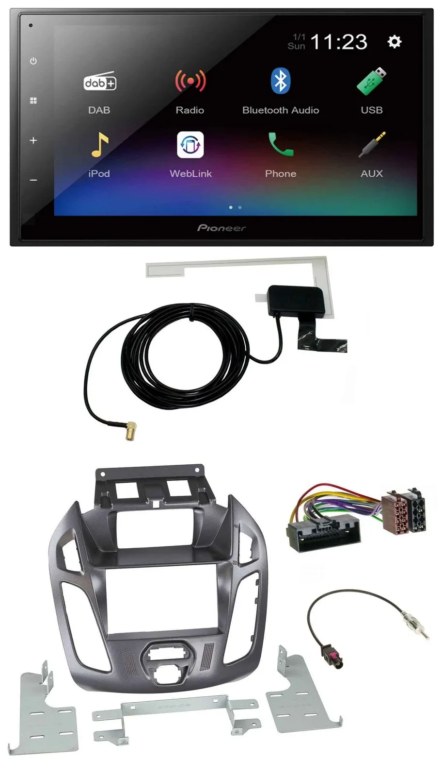 Pioneer DAB MP3 Bluetooth 2DIN USB Autoradio für Ford Transit mit Display 2012-2