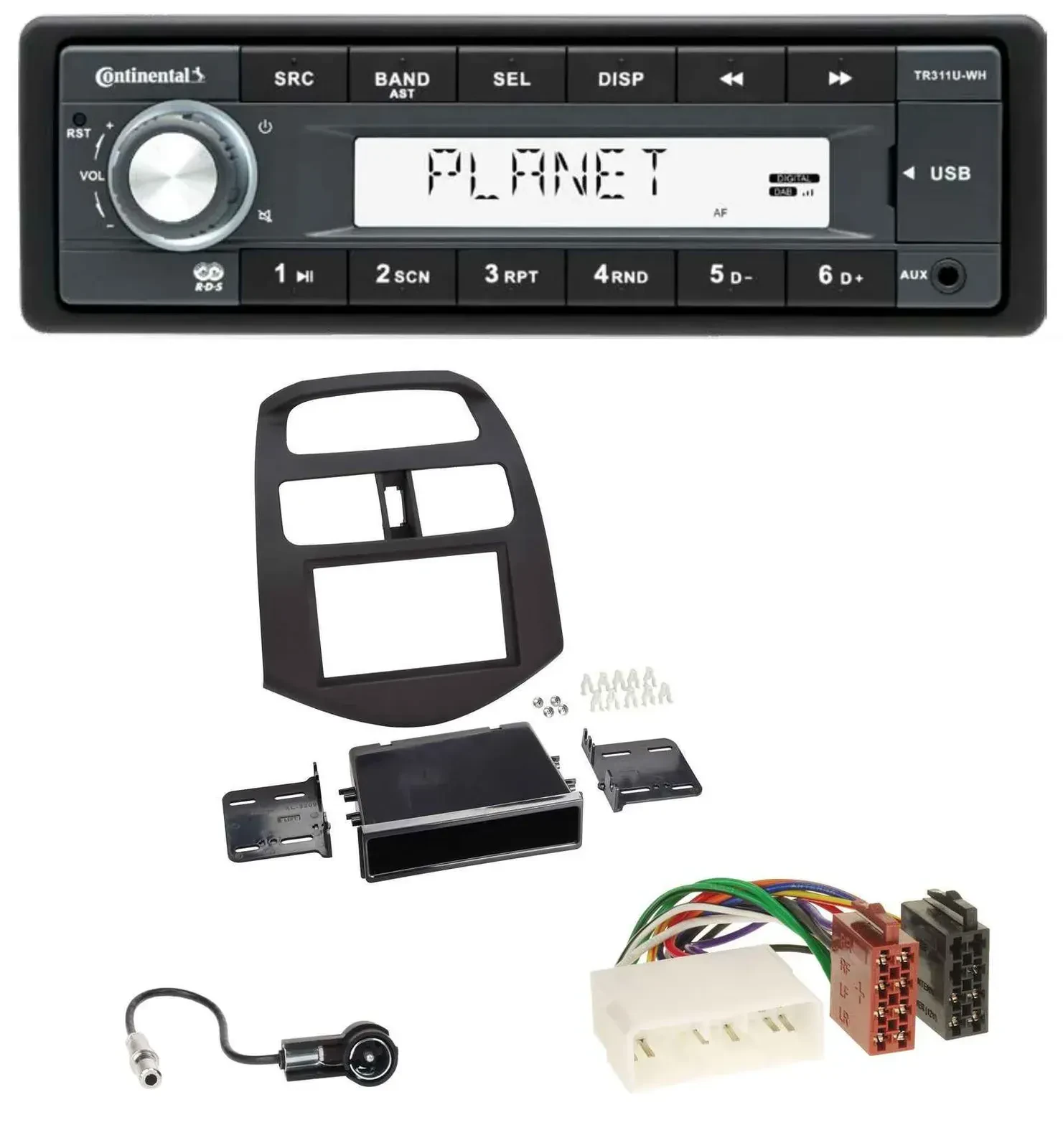 Автомагнитола для Chevrolet Spark (KLM 2012-2013) Continental 1-DIN, USB, MP3, AUX