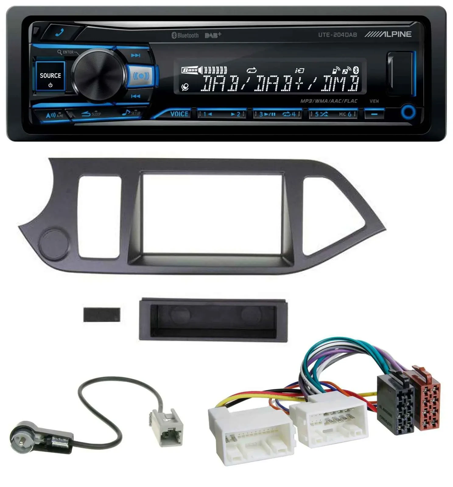 Автомагнитола Alpine USB Bluetooth DAB MP3 для Kia Picanto (с 2011), без Start-Stop