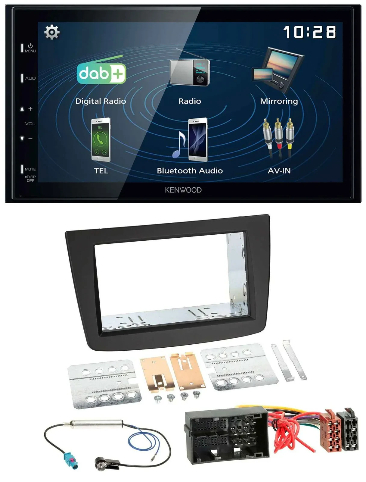 Kenwood 2DIN Bluetooth MP3 USB DAB Autoradio für Alfa Romeo Mito 955 ab 14 schwa