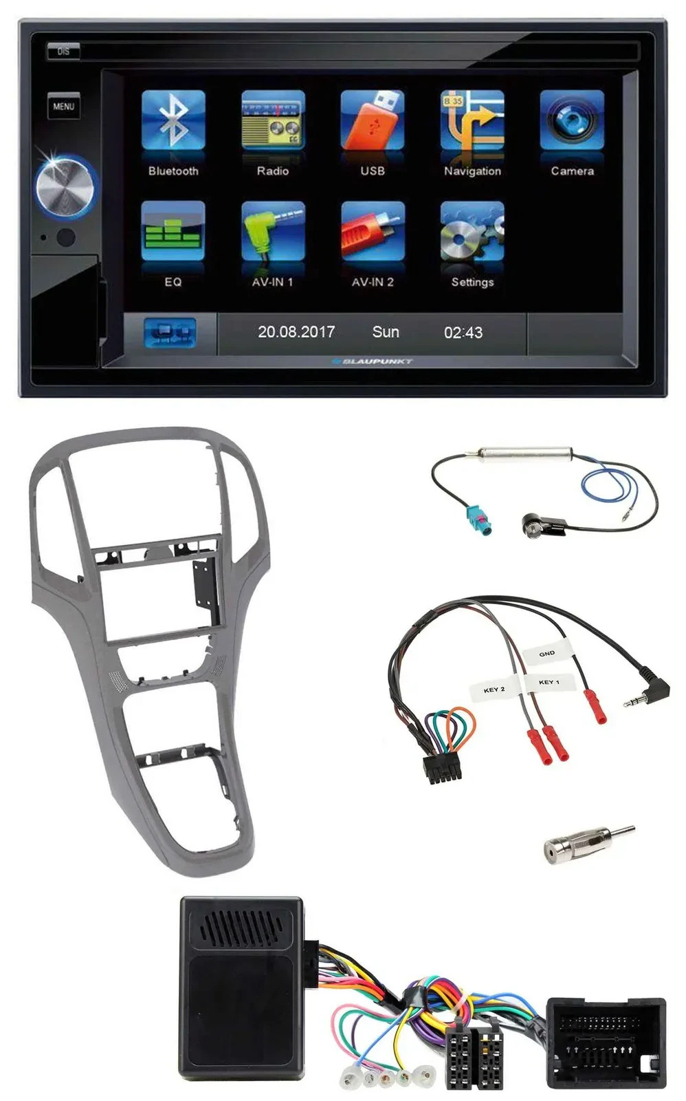 Blaupunkt 2DIN Bluetooth TMC USB Lenkrad SD Navigation für Opel Astra J ab 2009