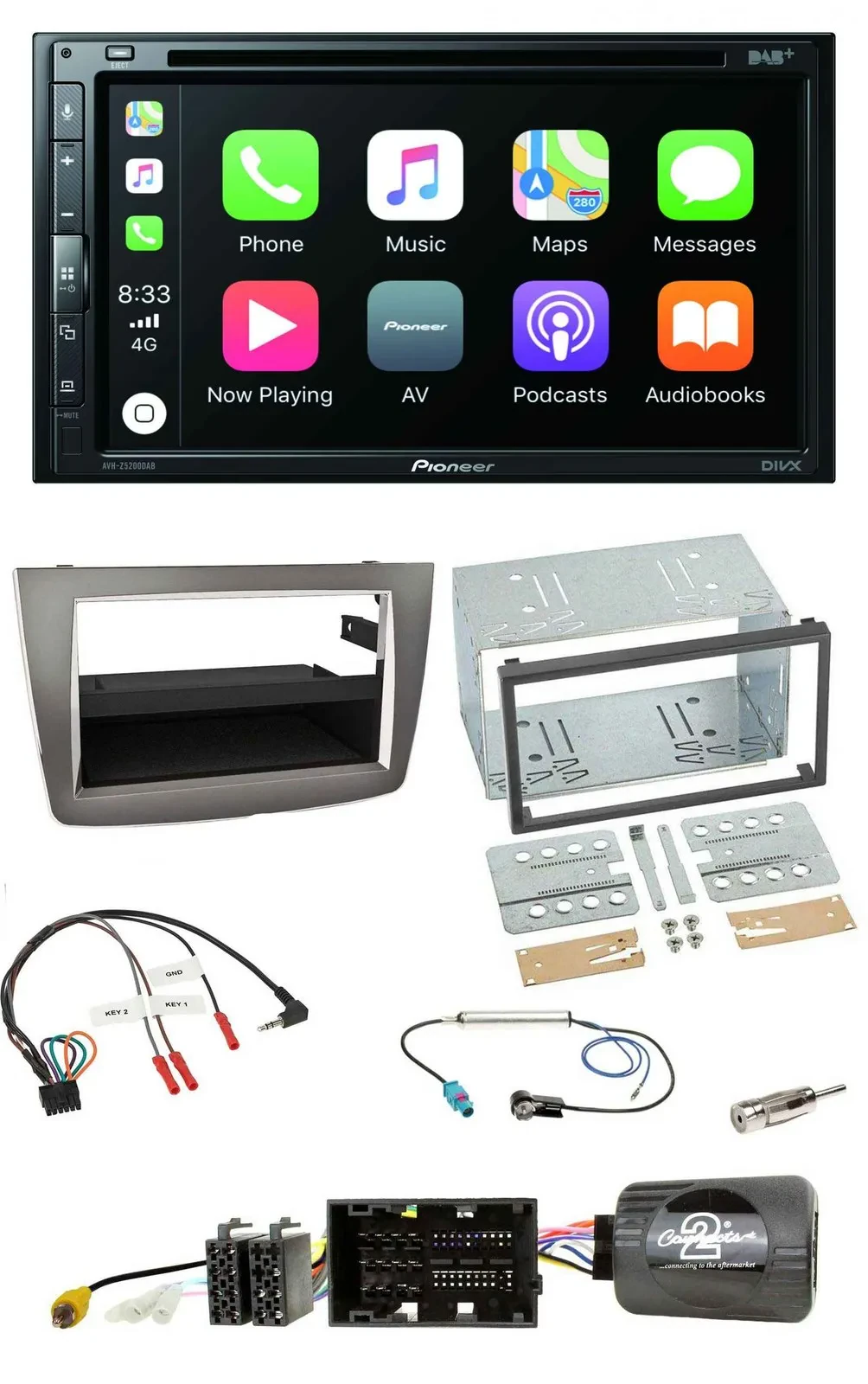 Автомагнитола для Alfa Romeo Mito 2014–2020 Pioneer 2 DIN, DVD, DAB, Bluetooth, USB