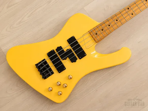 2010s ESP Edwards E-AC-90 Noisy Signature T-Bird Medium Scale Bass Yellow White