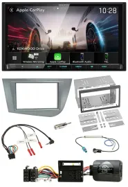 Kenwood Lenkrad 2DIN USB DAB Bluetooth Autoradio für Seat Leon 2005-2012 silber