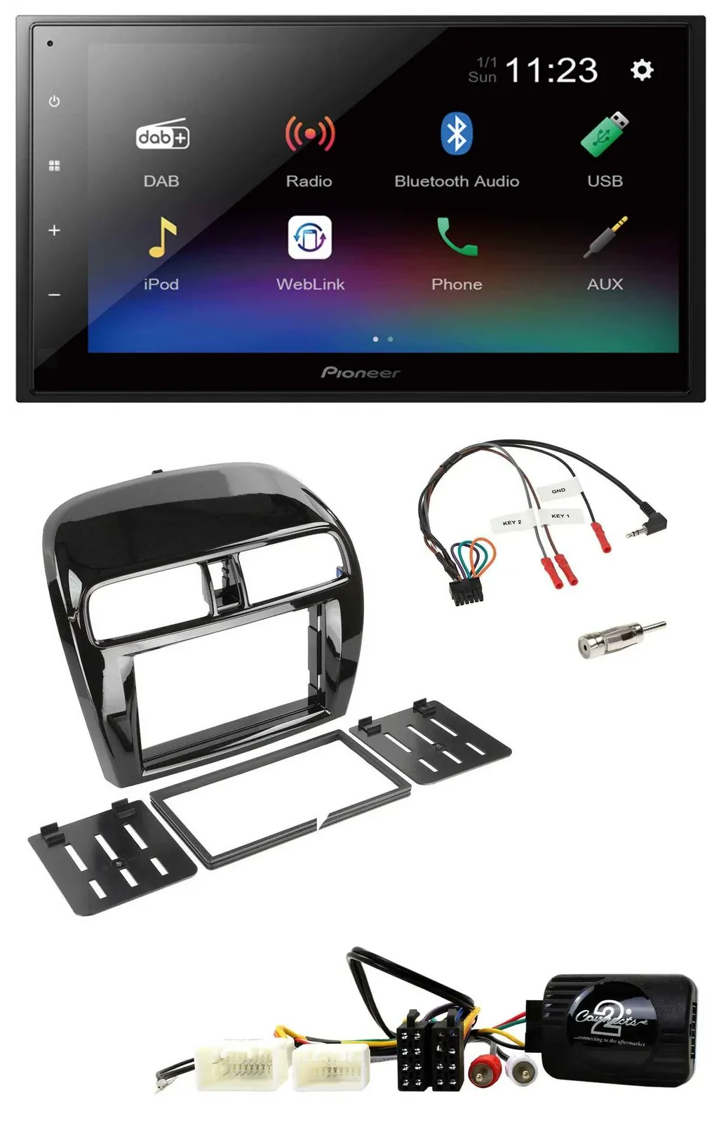 Pioneer USB Bluetooth DAB 2DIN Lenkrad Autoradio für Mitsubishi Mirage SpaceStar