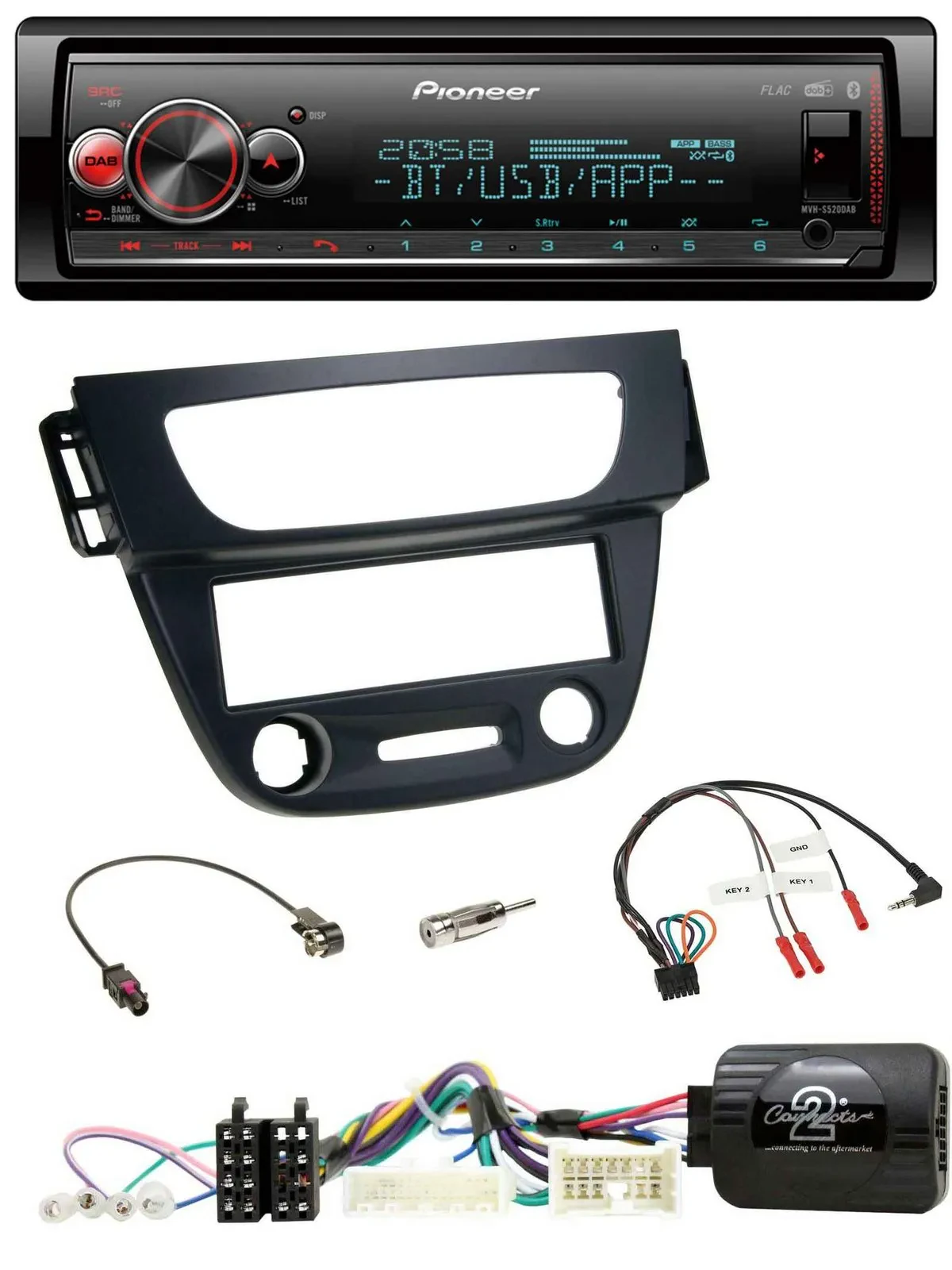 Автомагнитола для Renault Megane/Fluence 2012–2014 Pioneer Bluetooth, USB, DAB, с поддержкой кнопок на руле