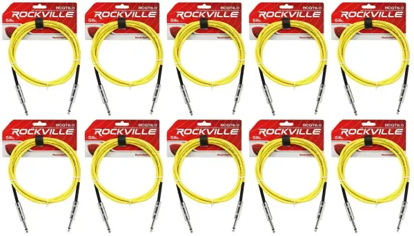 Инструментальный кабель Rockville RCGT6.0Y Yellow 1.8 м (10 штук)