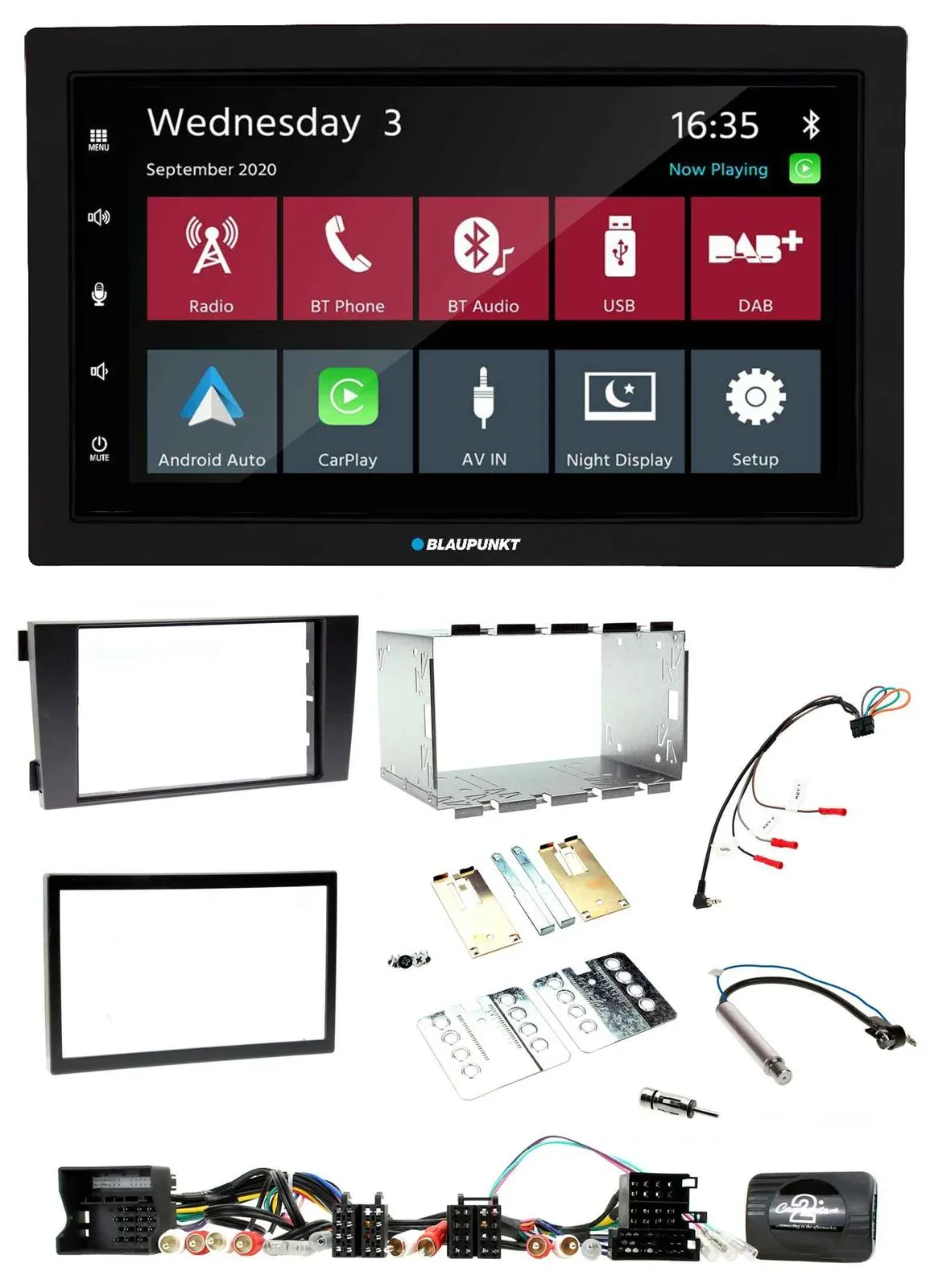 Blaupunkt DAB Bluetooth USB Lenkrad 2DIN Autoradio für Audi A6 C5 2001-2004 Akti