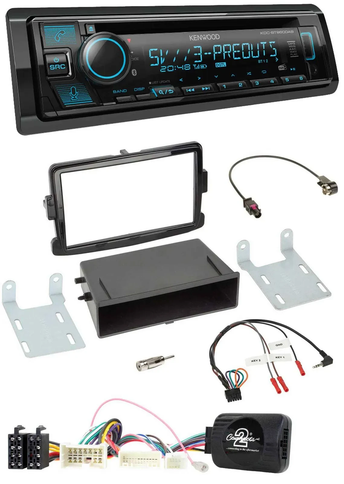 Kenwood Bluetooth USB CD Lenkrad DAB Autoradio für Dacia Dokker Lodgy Sandero ab