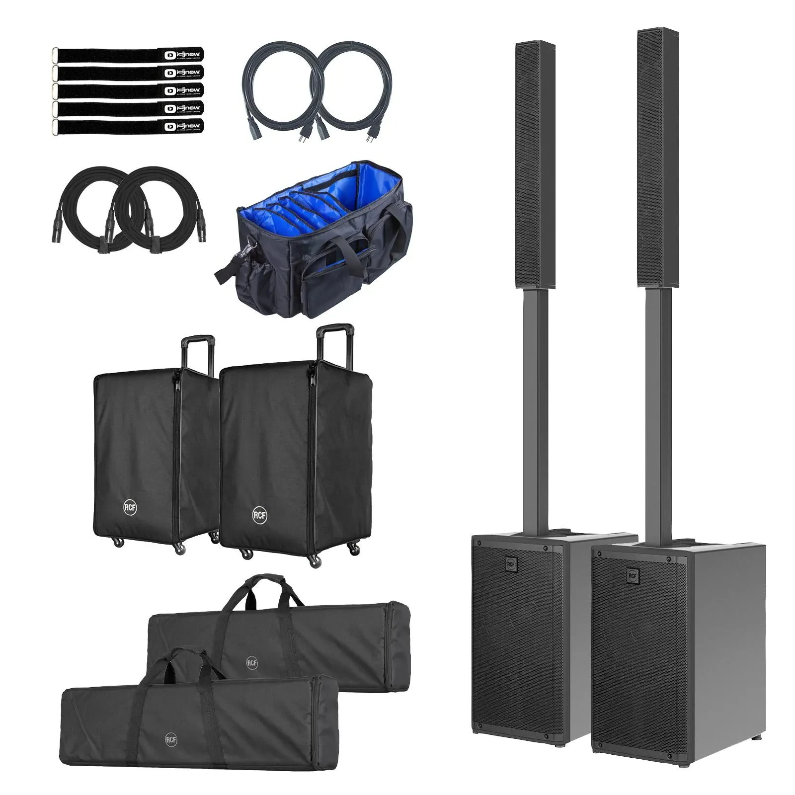 RCF EVOX-JMIX-9 12" Column Array Black 2-Pack with Rolling Covers