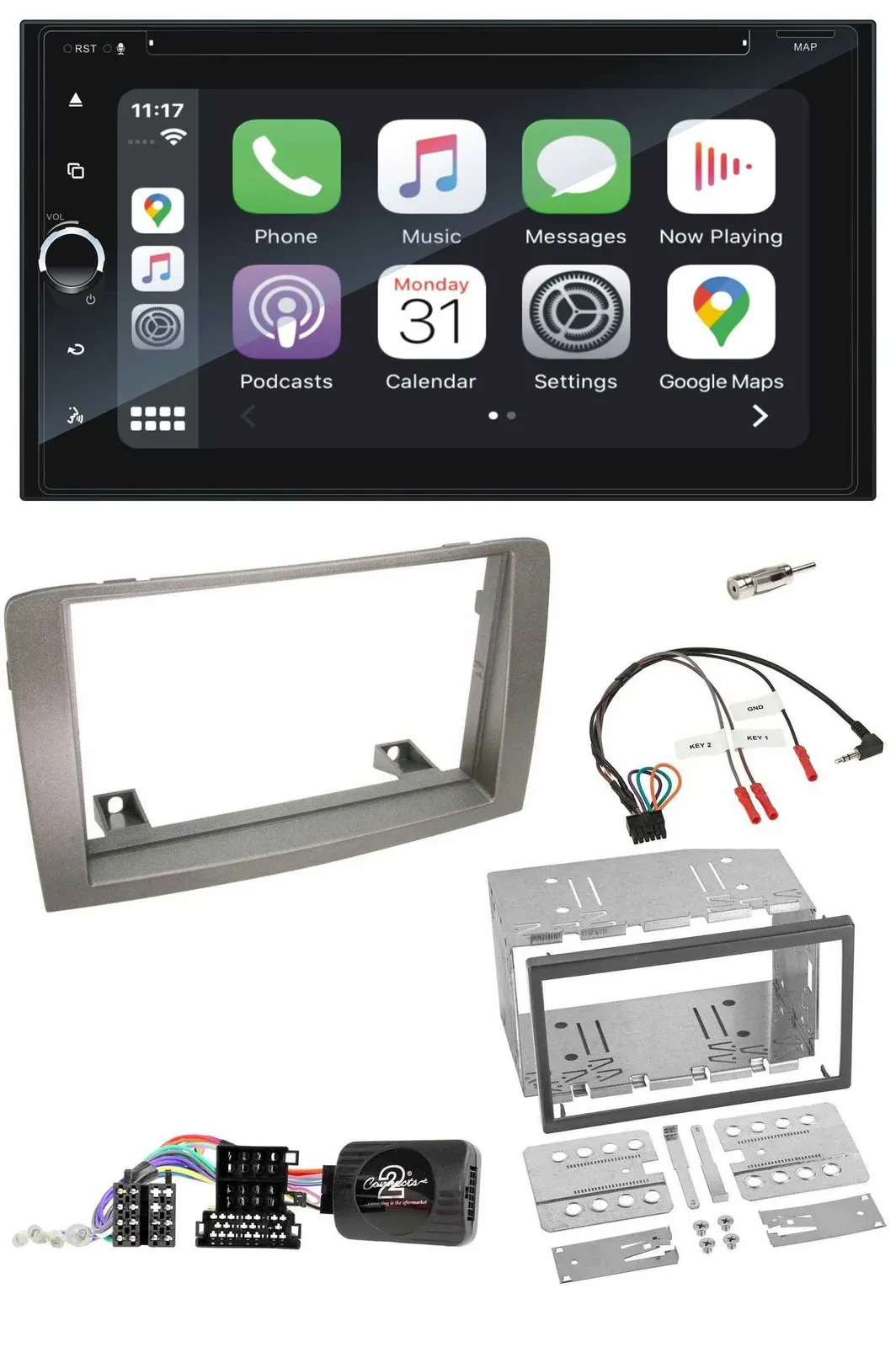 Blaupunkt DAB USB Bluetooth Lenkrad 2DIN TMC Navigation für Lancia Musa 2004-201