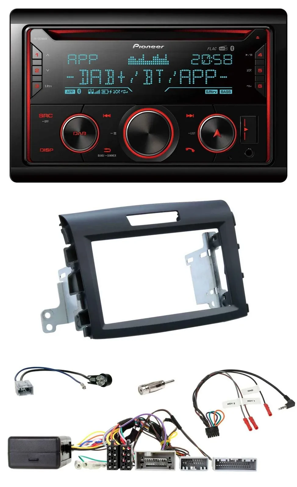 Pioneer 2DIN DAB Lenkrad Bluetooth USB CD Autoradio für Honda CR-V FR5/FR6 ab 20