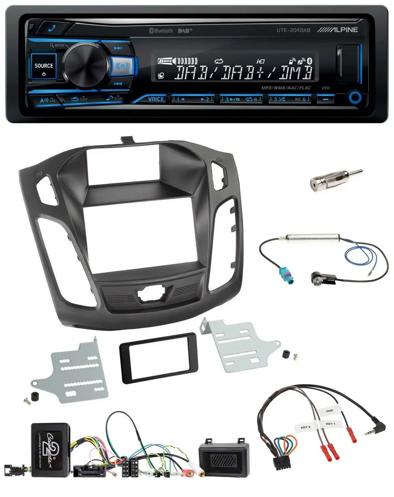 Alpine USB Bluetooth DAB Lenkrad Autoradio für Ford Focus DYB 2011-2014