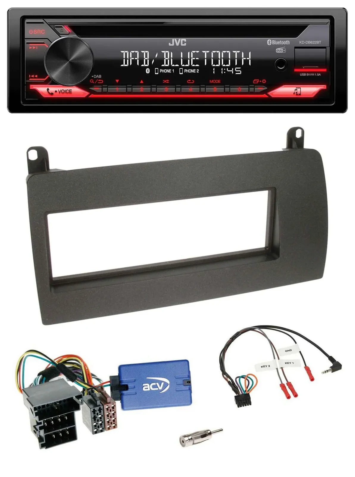 JVC CD DAB USB Bluetooth Lenkrad Autoradio für Rover 75 (2003-2005)