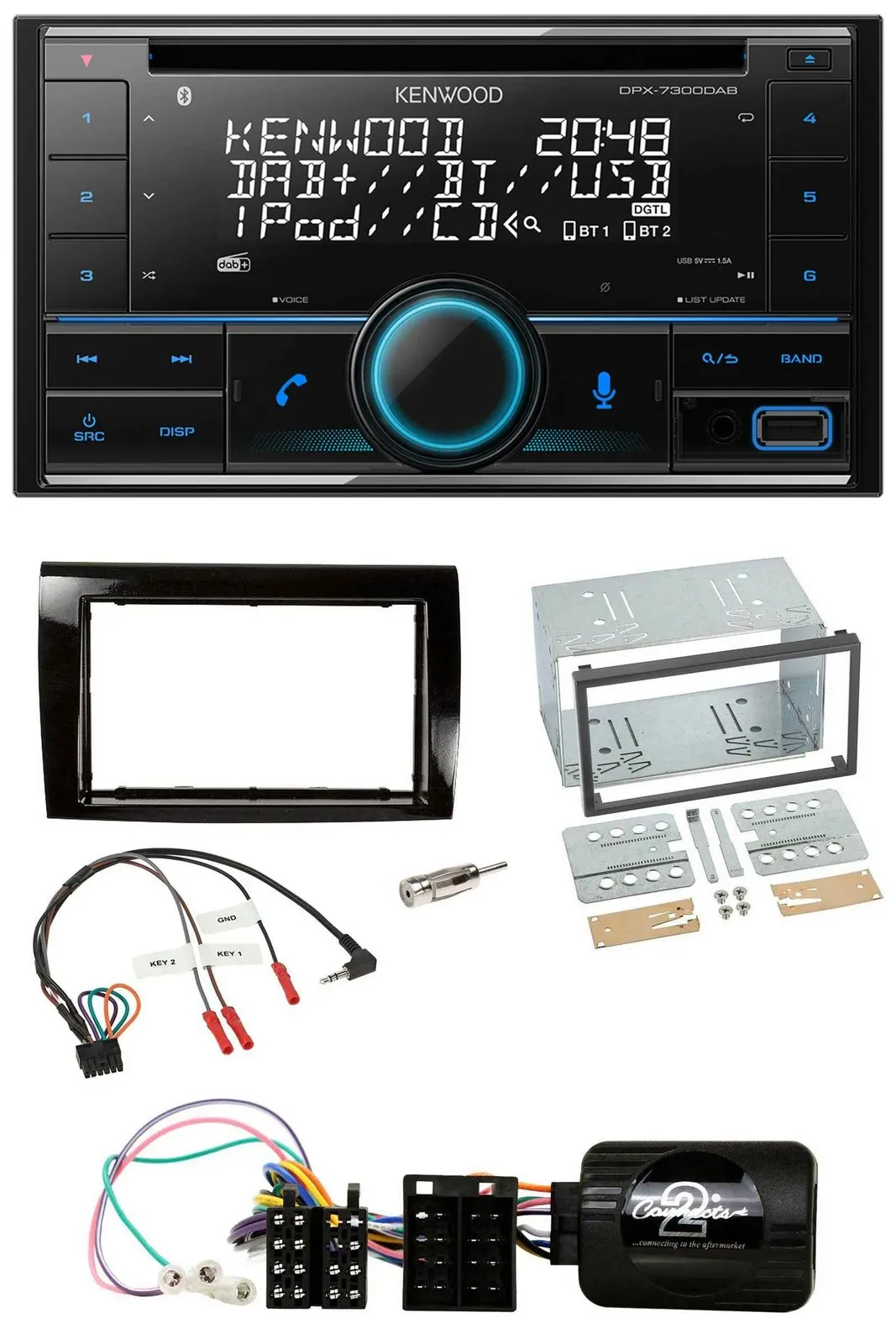 Kenwood CD 2DIN DAB USB Lenkrad Bluetooth Autoradio für Fiat Bravo 2007-2014