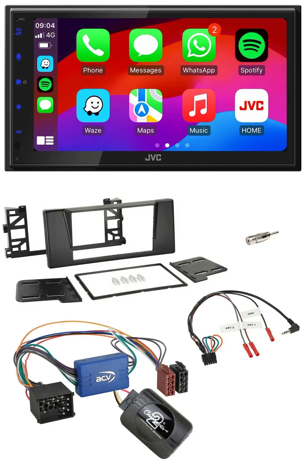 JVC Bluetooth 2DIN Lenkrad DAB USB Autoradio für BMW 5er E39 96-04 Aktivsystem