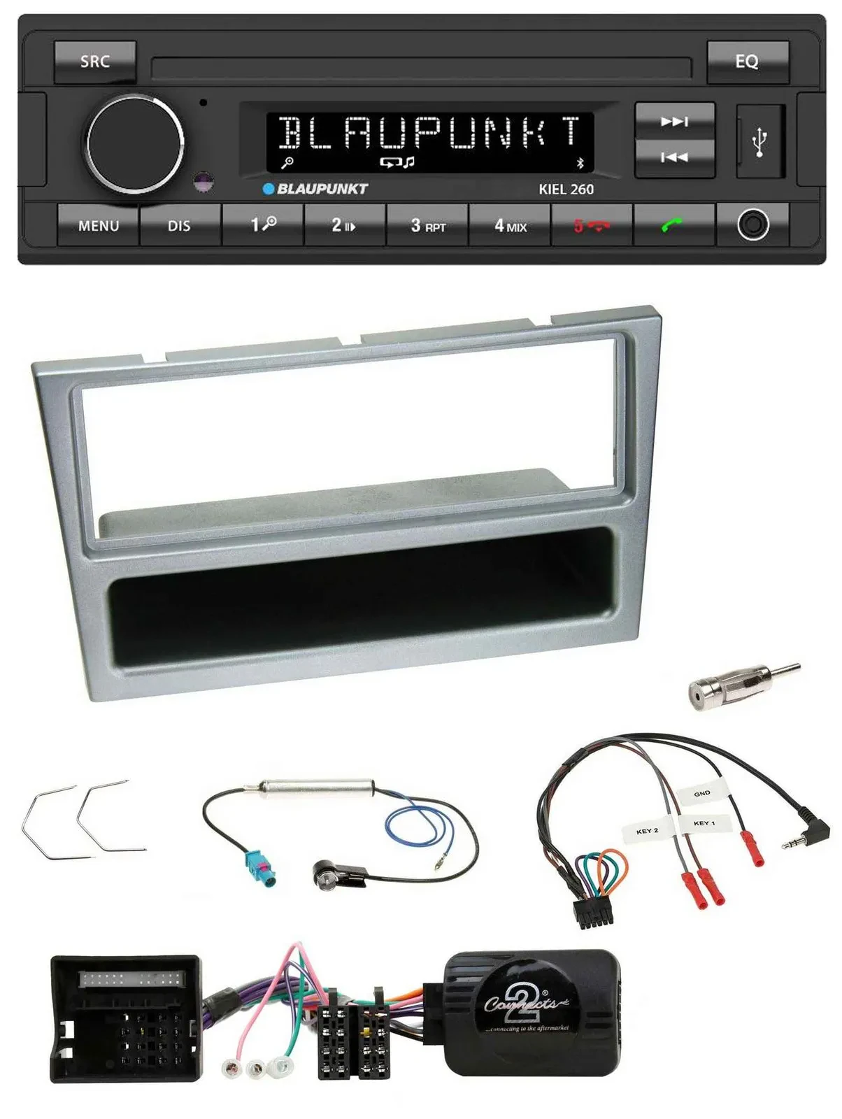 Автомагнитола Blaupunkt USB DAB Bluetooth для Opel Corsa C, Tigra, Meriva, серебристая
