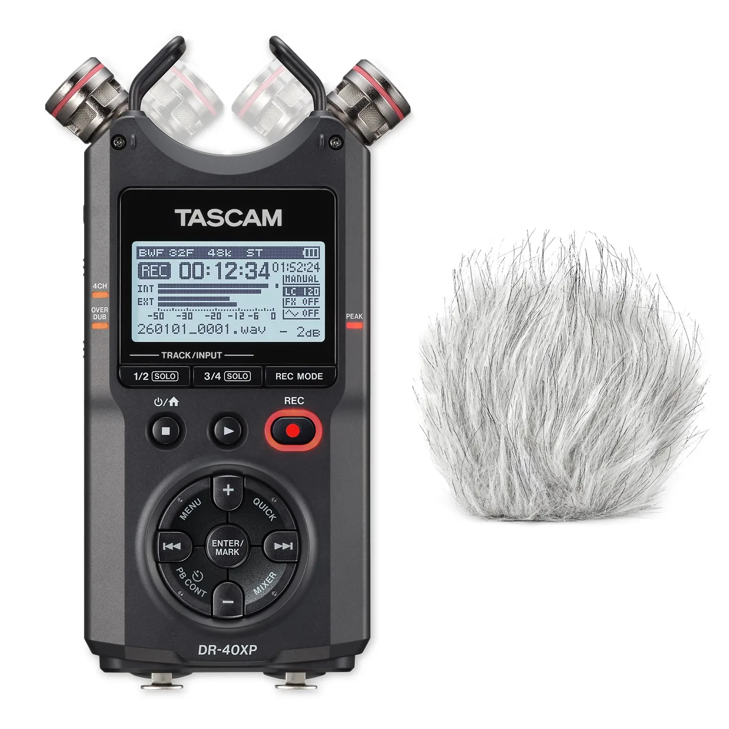 Портативный аудиорекордер Tascam DR-40XP 4‑канальный, с ветрозащитой
