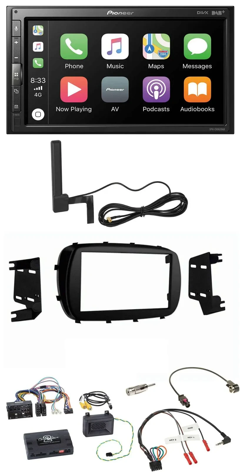 Pioneer USB 2DIN Bluetooth DAB Lenkrad Autoradio für Fiat 500X ab 2014