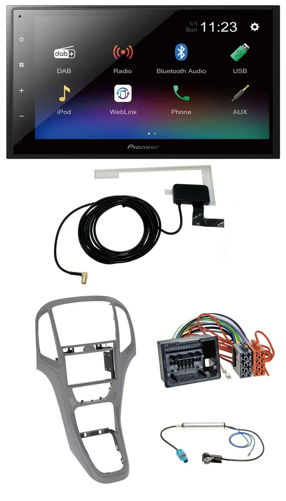 Автомагнитола для Opel Astra J Pioneer 2DIN DAB MP3 Bluetooth USB титаново-серая