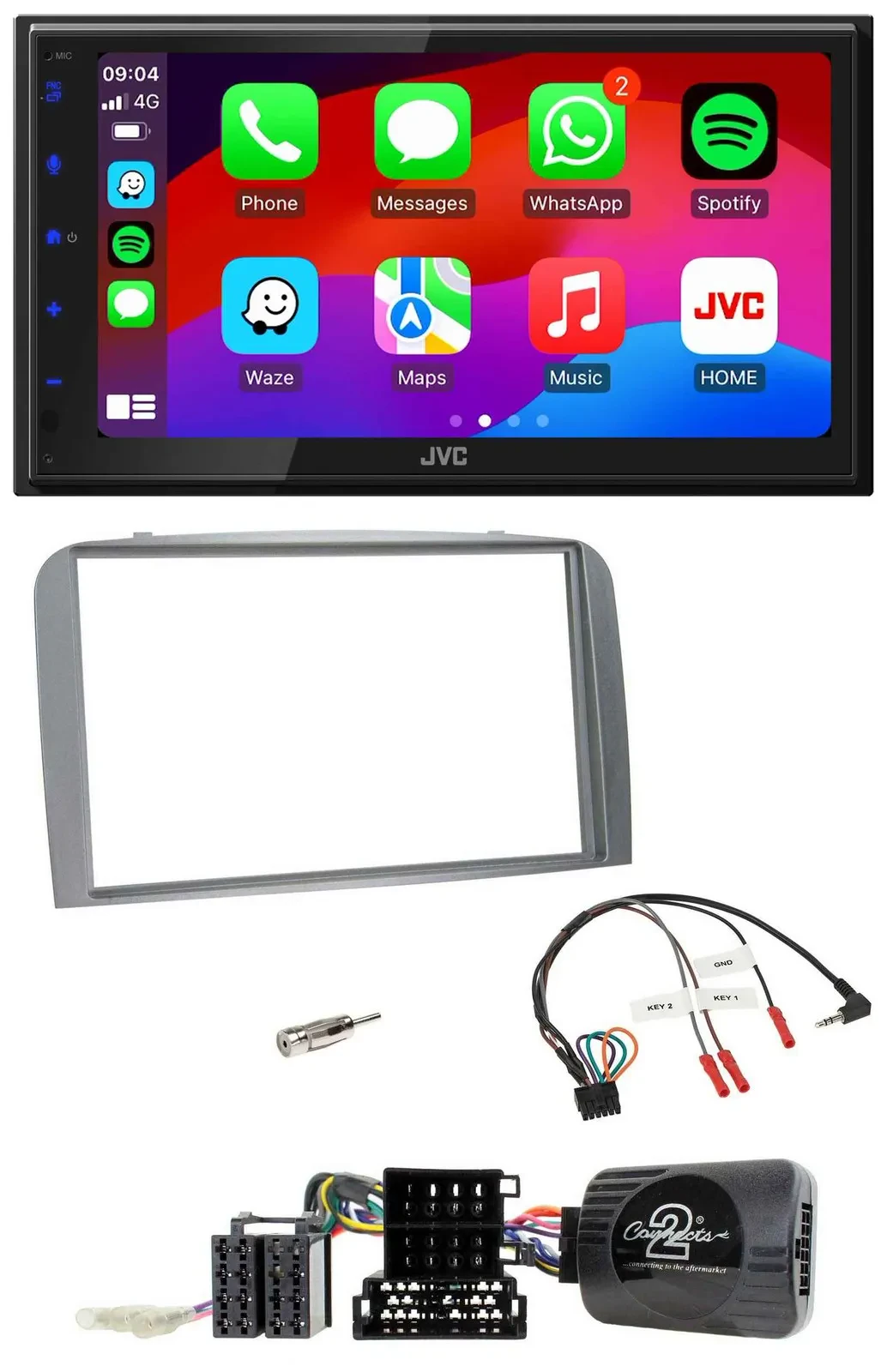 JVC Bluetooth 2DIN Lenkrad DAB USB Autoradio für Alfa Romeo 147 GT 2007-2010 sil