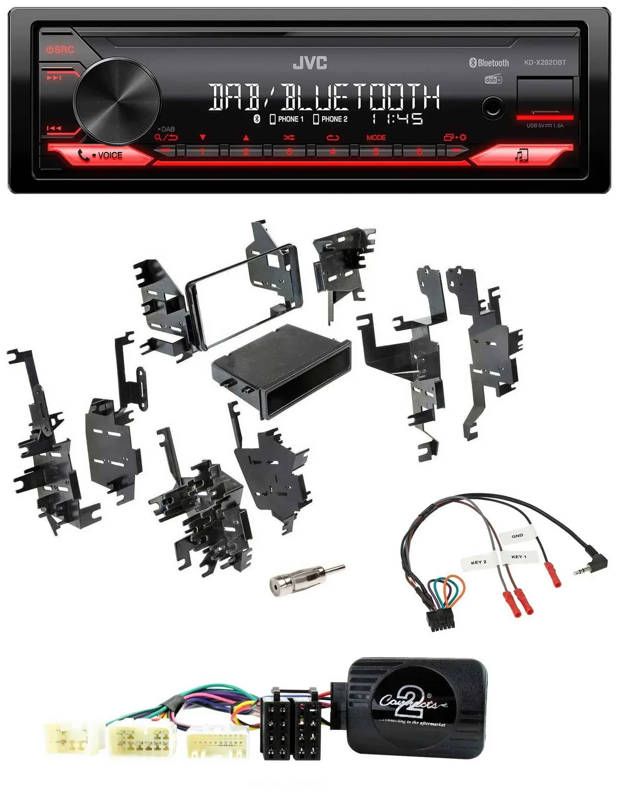 Автомагнитола для Toyota RAV4 2001–2005 JVC Bluetooth, USB, DAB