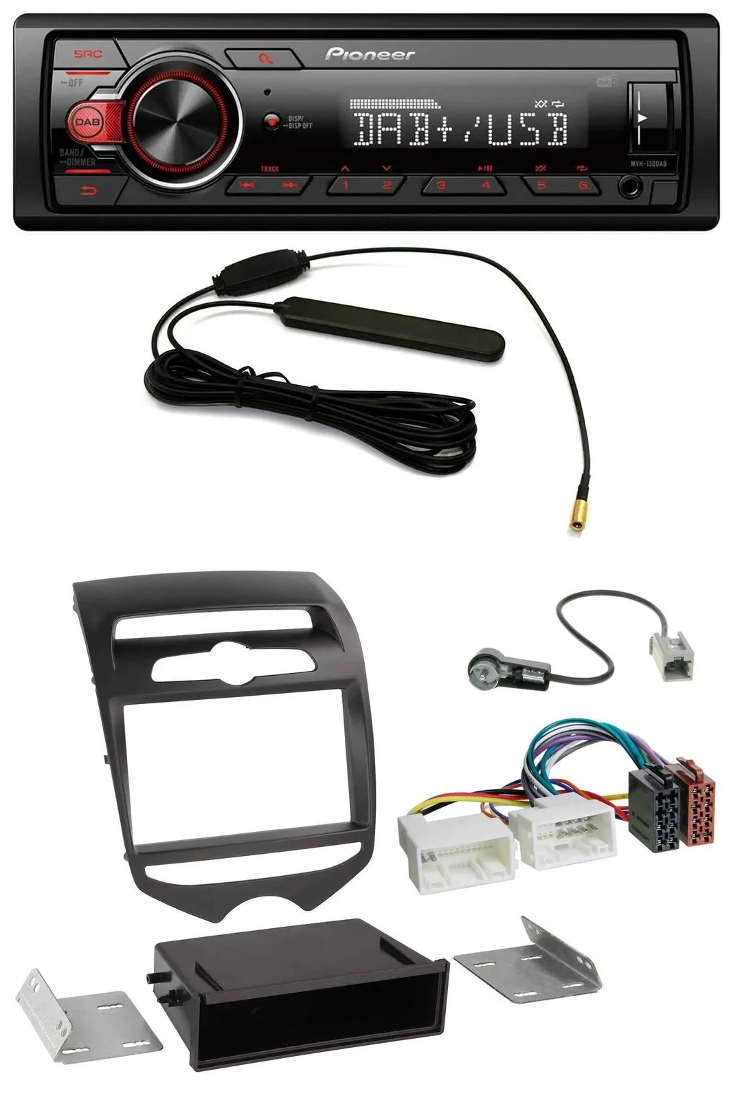 Автомагнитола для Hyundai ix20 Pioneer 1DIN, DAB, USB, AUX, MP3 (с 2010, ручной климат)