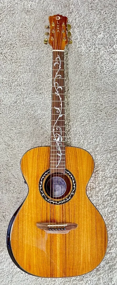 Luna Vineyard Koa Bevel Folk Size Acoustic Electric Solid Top Guitar
