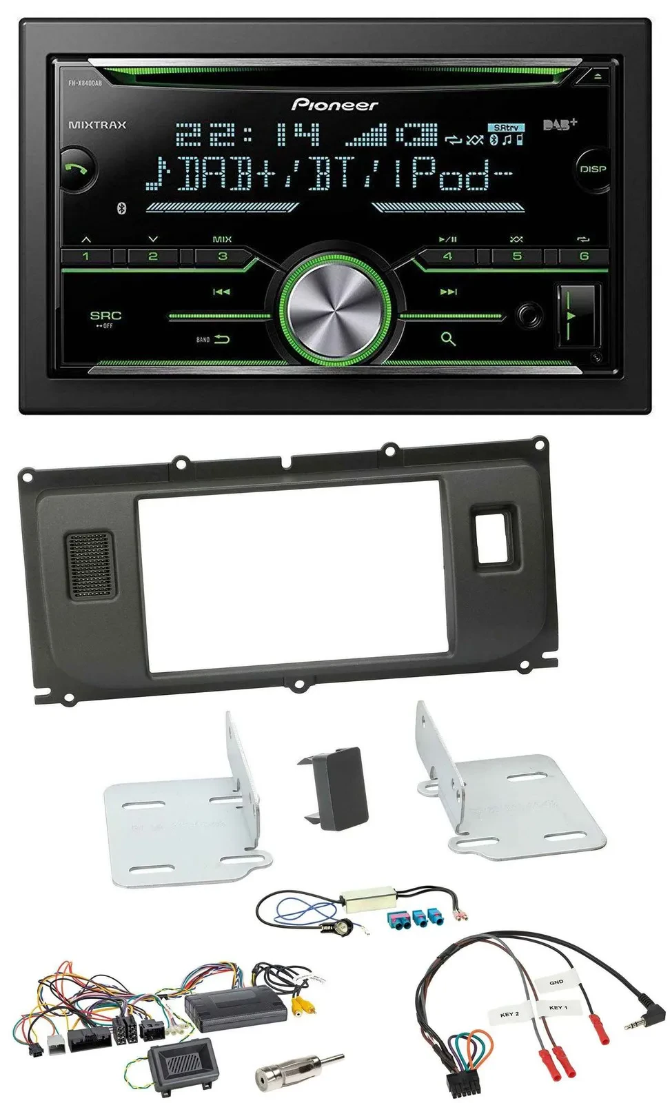 Автомагнитола для Land Rover Evoque 2011–2013 Pioneer 2-DIN, Bluetooth, DAB, USB, CD, поддержка управления с руля