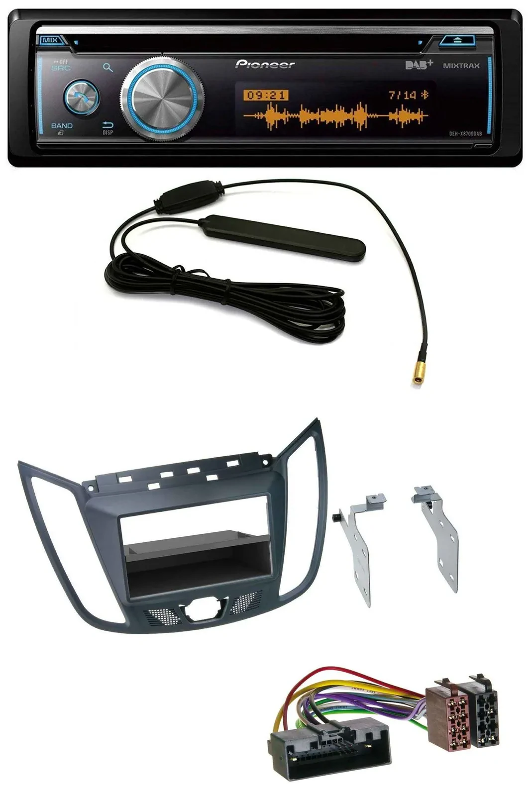 Автомагнитола для Ford C‑Max/Kuga Pioneer CD USB Bluetooth DAB MP3 темно-серый