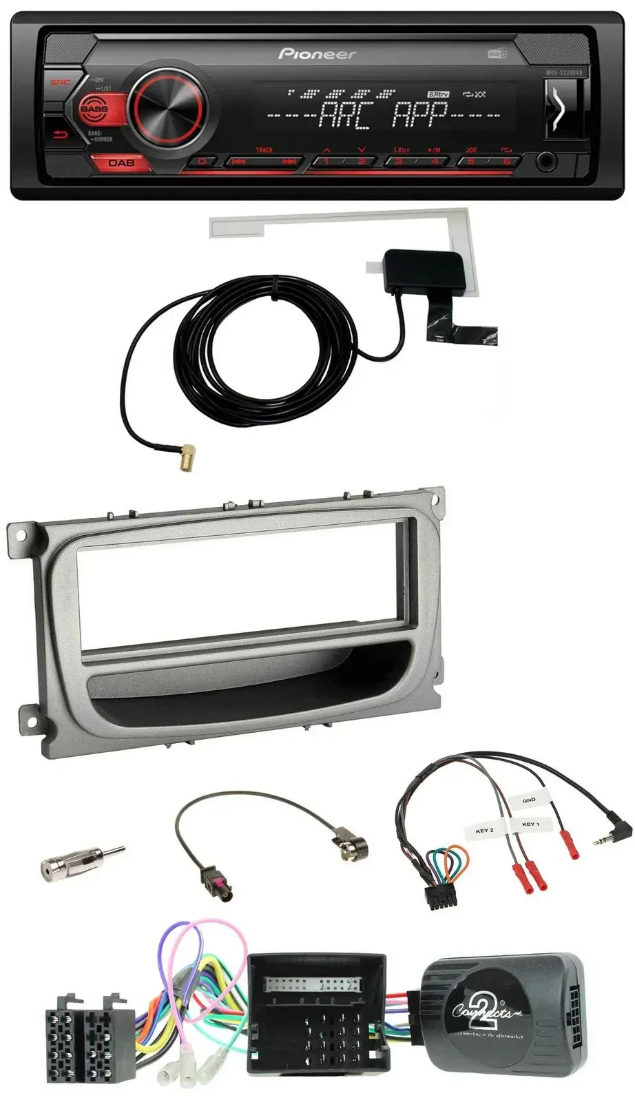 Автомагнитола Pioneer 1-DIN DAB USB MP3 для Ford Focus/Galaxy/C-Max, совместима с управлением на руле, CAN