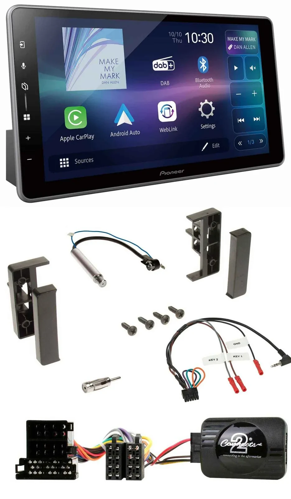 Автомагнитола для Audi A2/A3/A4/A6 (1999–2000) Pioneer Bluetooth, USB, DAB