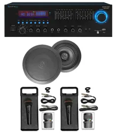 Home Karaoke Machine System w/ Bluetooth+(2) 8" Black Ceiling Speakers