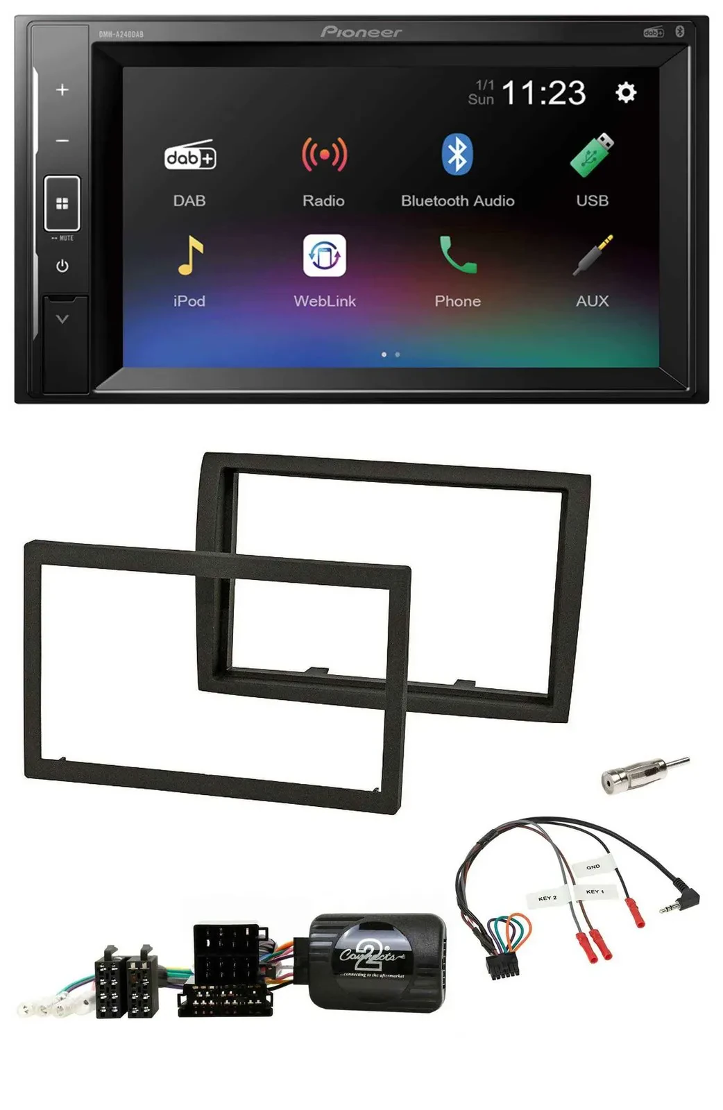 Автомагнитола для Fiat Ducato Pioneer 2DIN, DAB, Bluetooth, USB, поддержка управления на руле