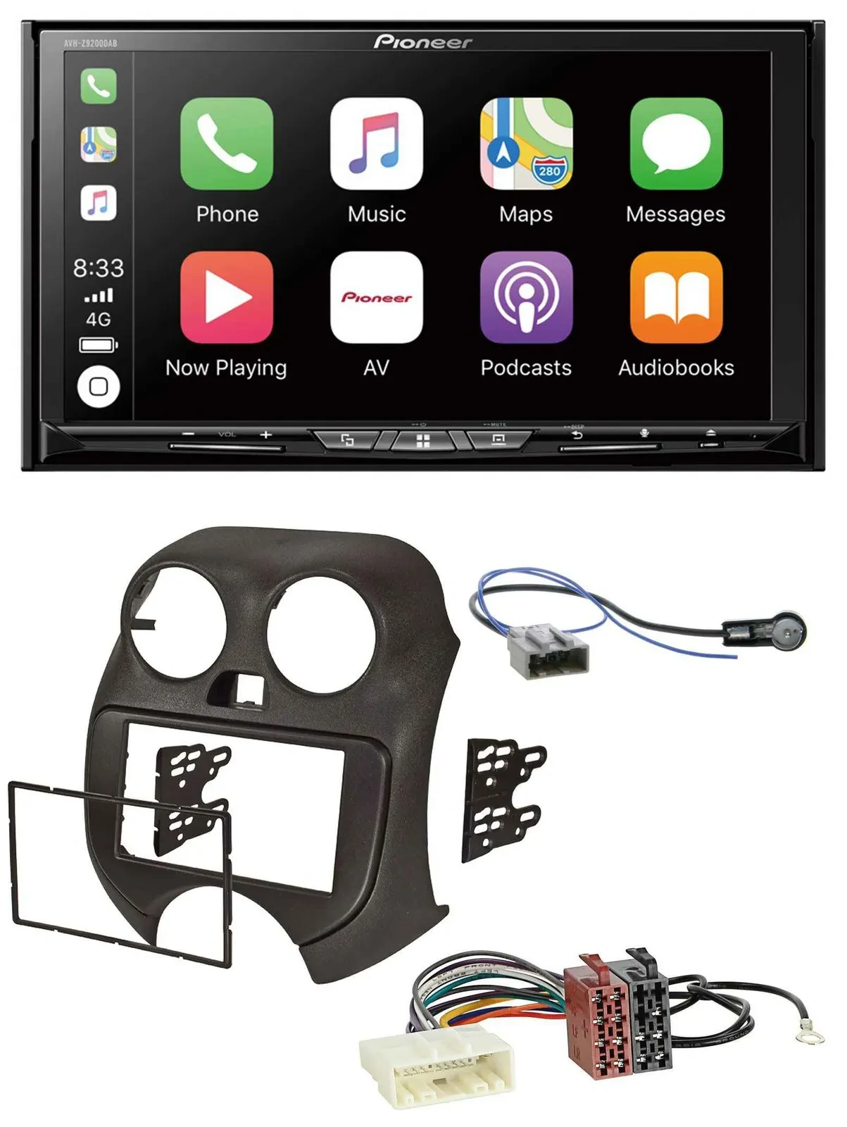 Pioneer 2DIN MP3 USB DAB DVD Bluetooth Autoradio für Nissan Micra (10-13)