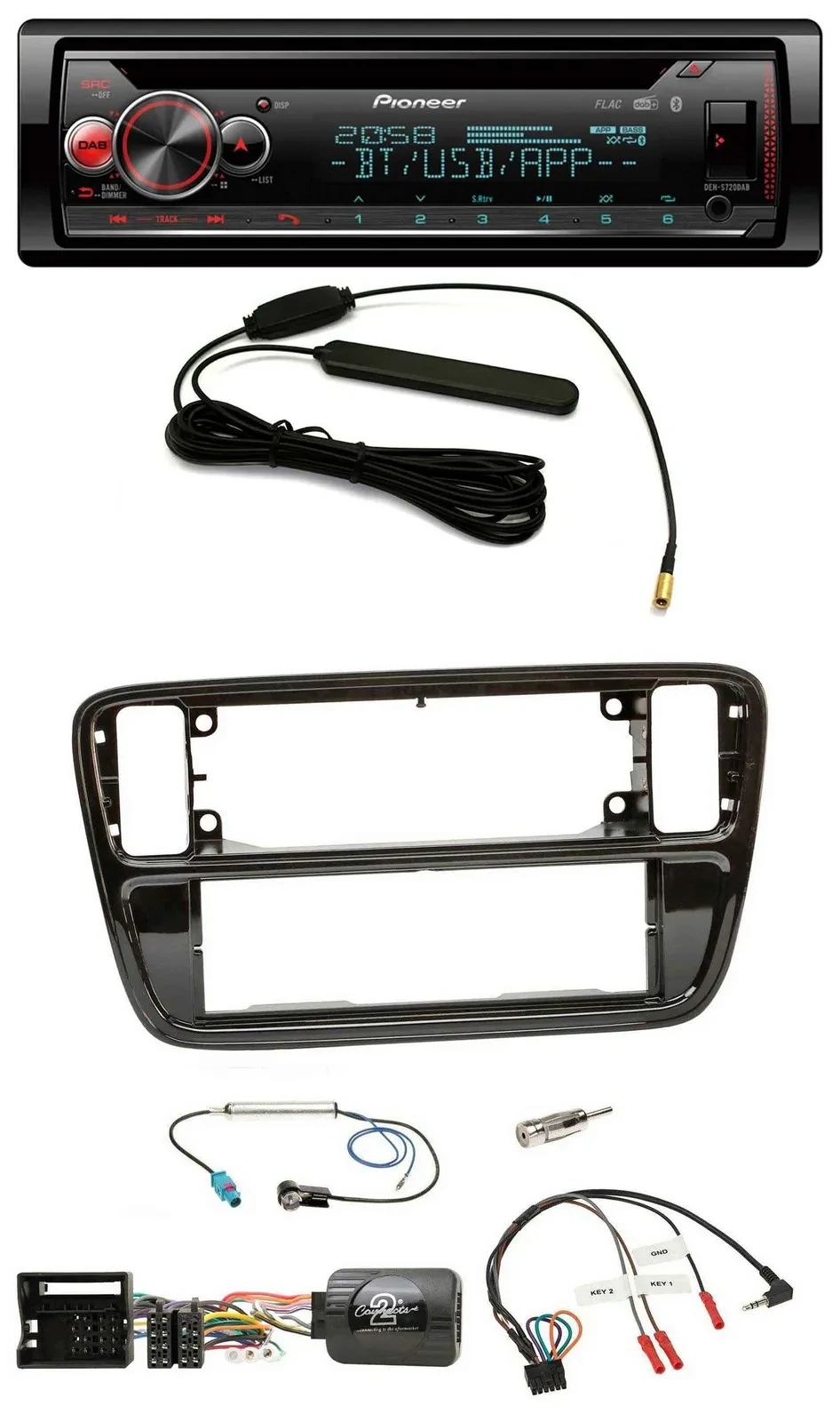 Pioneer USB DAB Lenkrad Bluetooth CD Autoradio für VW Up AA AAN 11-16 Klavierlac