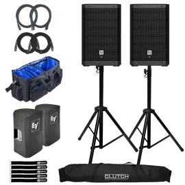 Electro-Voice ZLX-8P-G2-US 8" Speakers 2-Pack with Covers & Stands